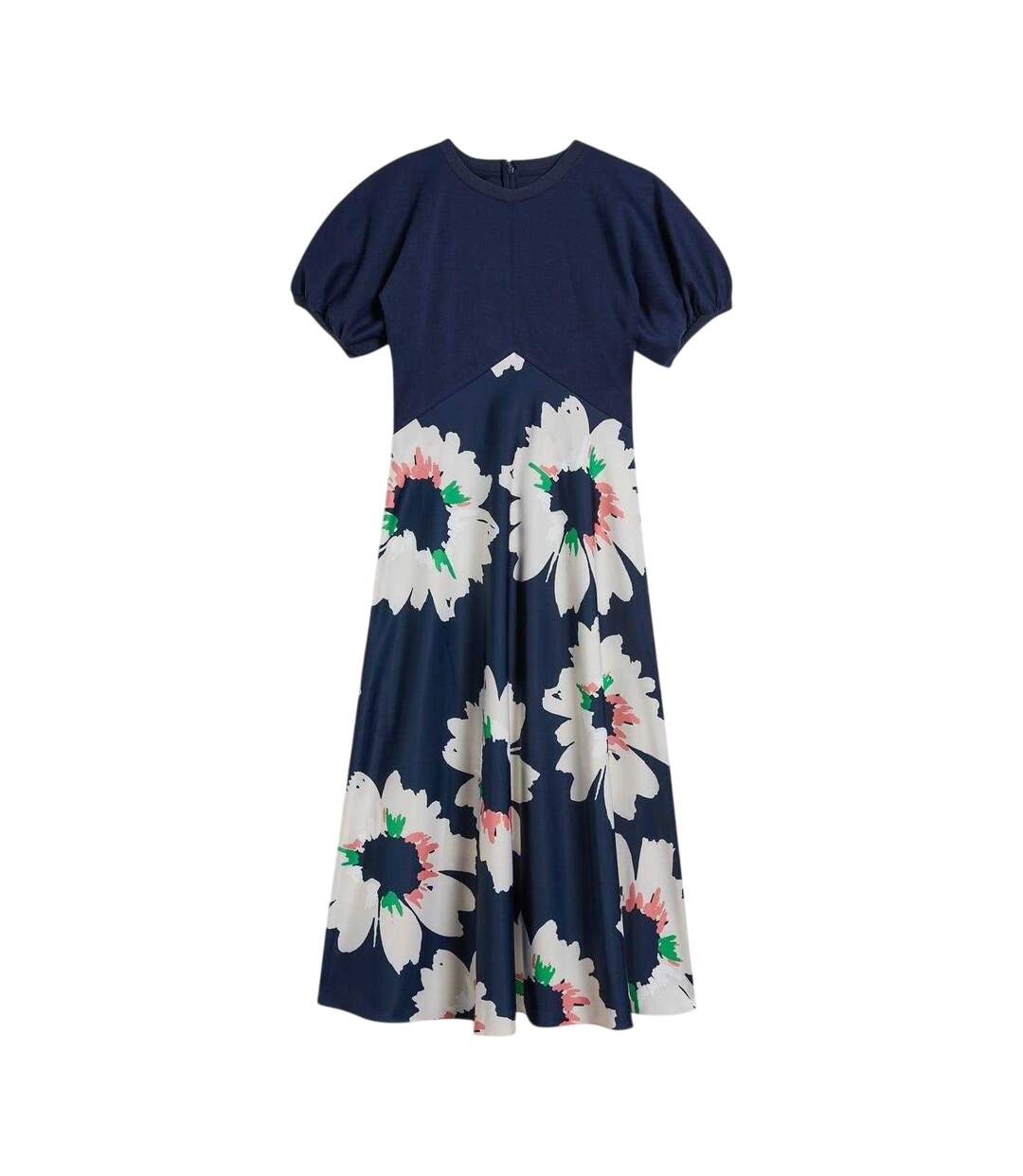 Womens/ladies Floral A-line Puff Sleeve Midi Dress Dark Blue Ted Baker-2