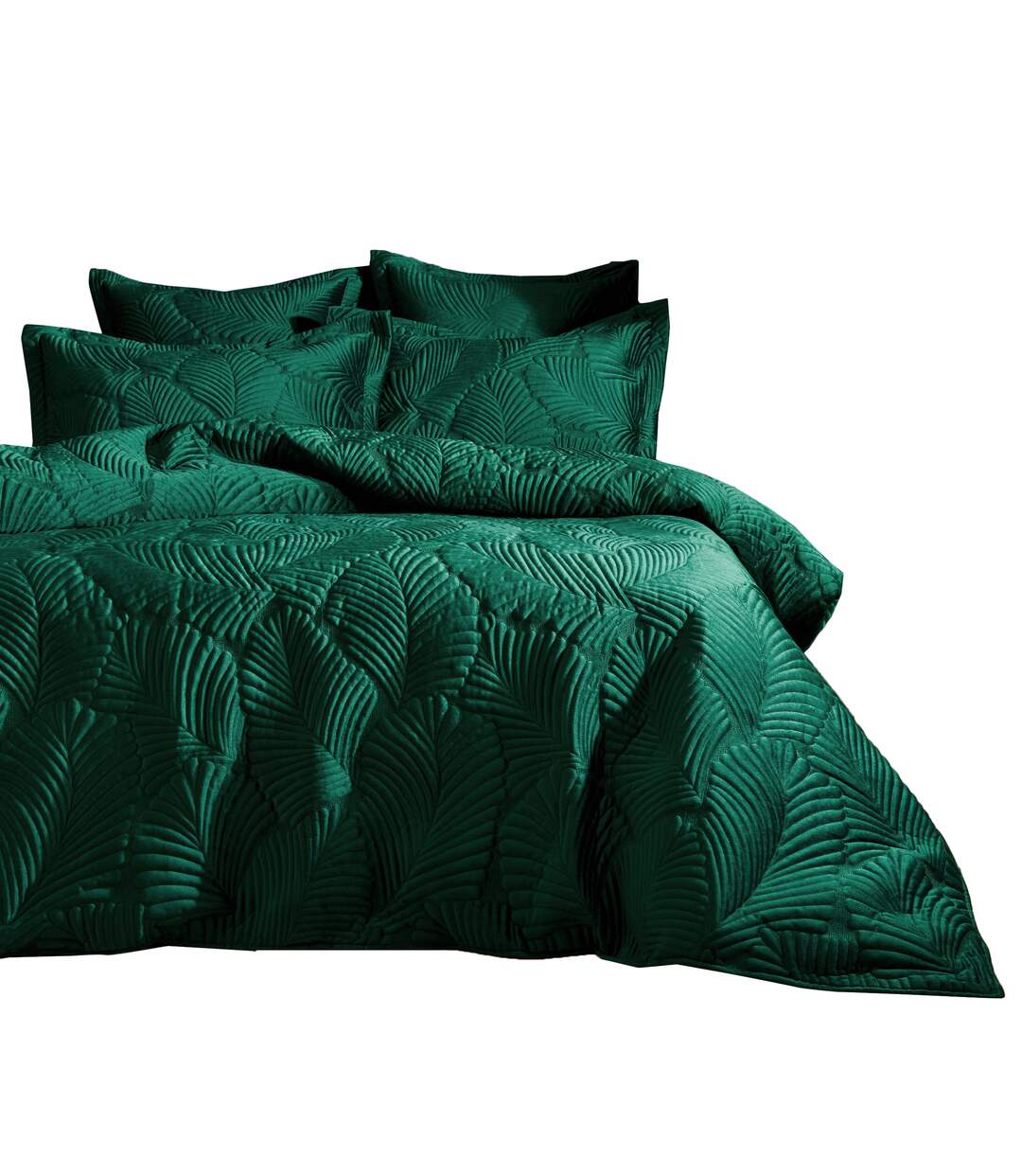 Paoletti Palmeria Velvet Quilted Duvet Set (Emerald Green)