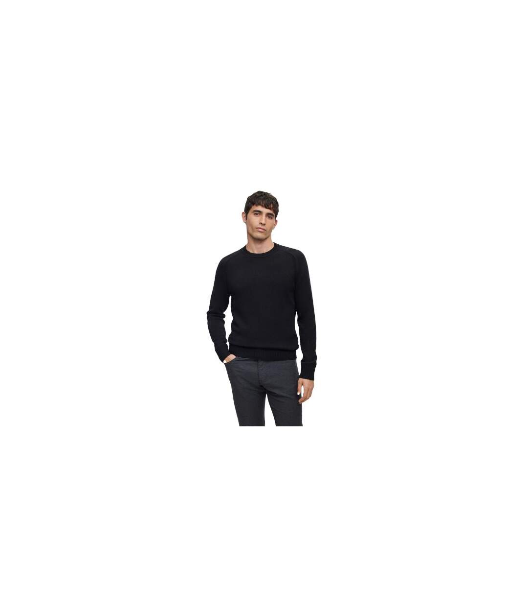 Sweat Manches Longues Raglan Homme Noir Boss-1