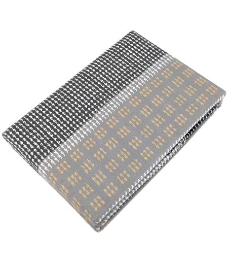 Parure de lit 100% flanelle de coton JULES gris/jaune