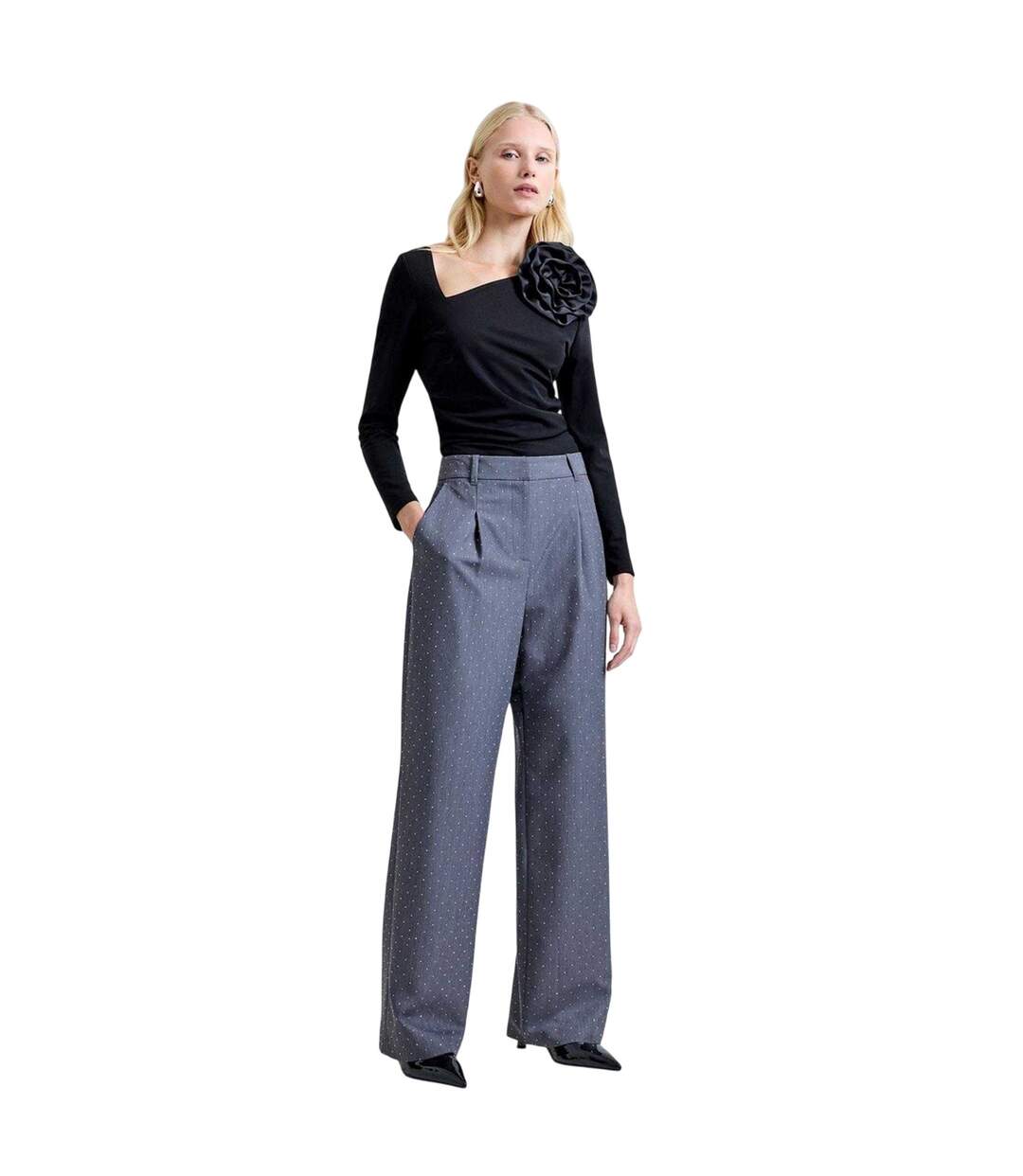 Pantalon Motif/style À Pois Sherry Femme Gris French Connection-1