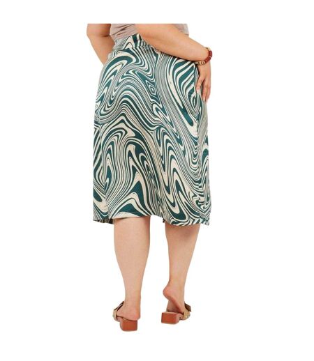 Womens/ladies Swirl Print Plus Midi Skirt Green Brave Soul