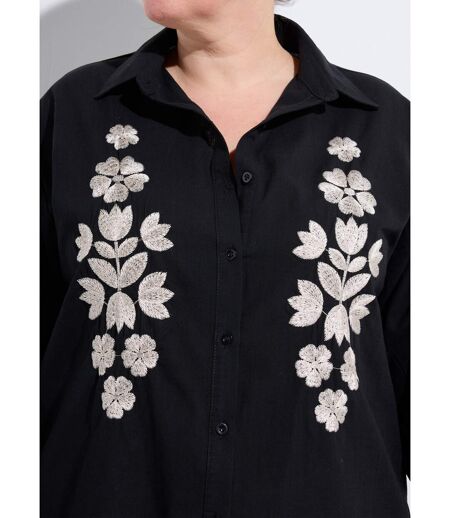 Chemiser boutonné avec broderies fleurs