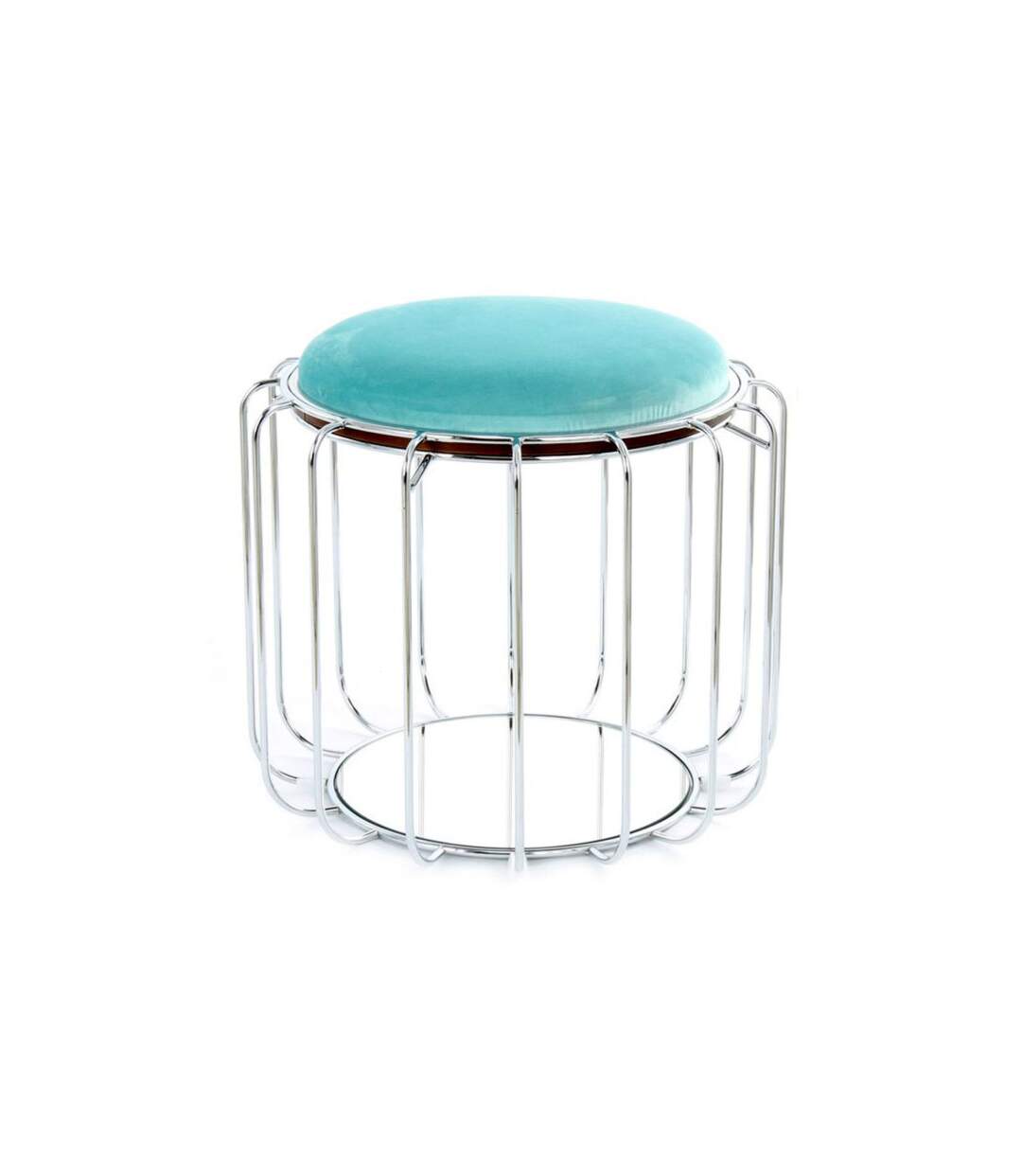 Pouf & Table d'Appoint Comfortable 50cm Menthe & Argent-1