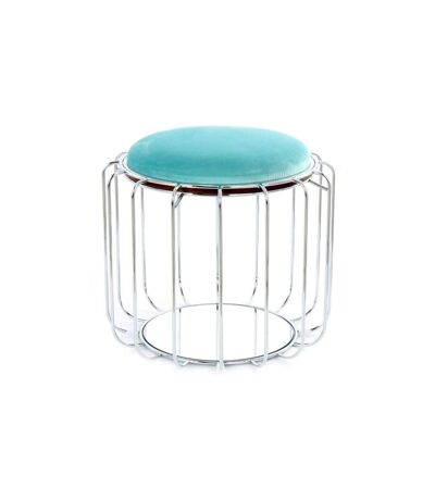 Pouf & Table d'Appoint Comfortable 50cm Menthe & Argent