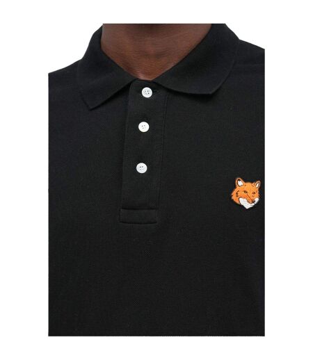 Mens Fox Short-sleeved Polo Shirt Black Maison Kitsuné