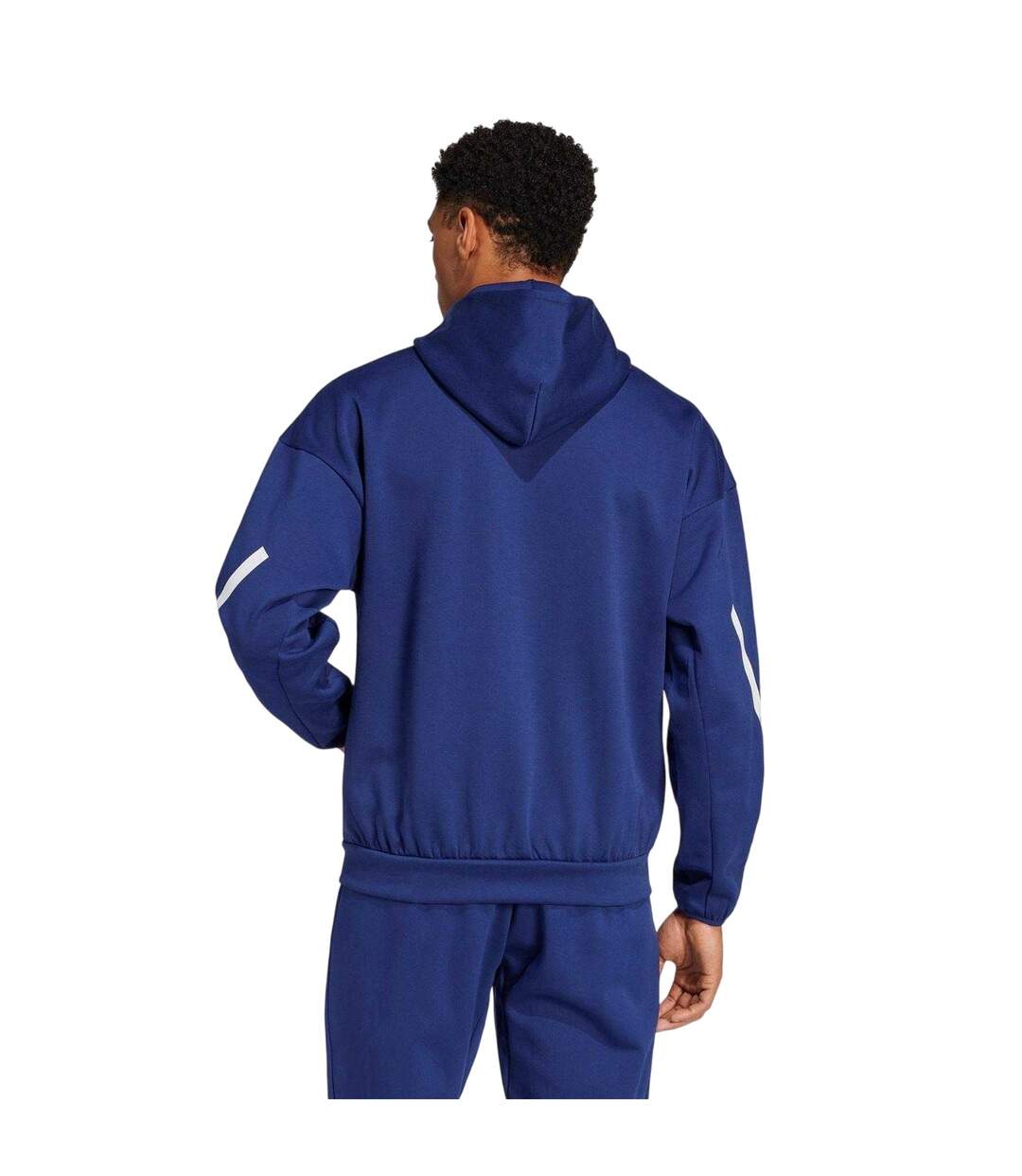 Mens Zne France Ffr Travel Full Zip Hoodie Dark Blue Adidas-3