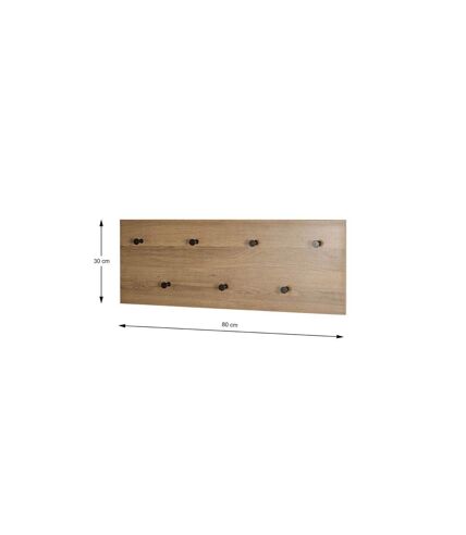 Patère Murale Double Miranda 80cm Chêne Foncé & Noir