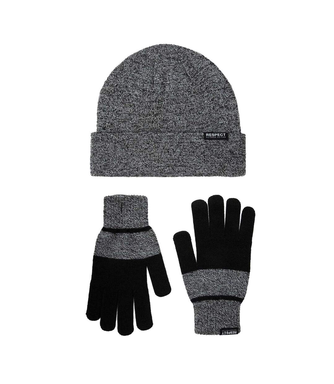 Ensemble Bonnet Et Gants Motif/style Logo Homme Taille Unique Gris Noir Minoti-1