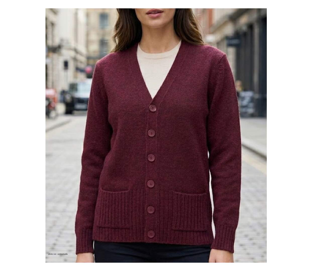 MAYFLOWER DERBY1B - Gilet boutonné bordeaux en laine mélangée : chaleur et confort chic-1