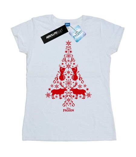 Disney Femme/Les femmes - T-shirt en coton avec arbre de Noël Frozen (Blanc) - UTBI21924