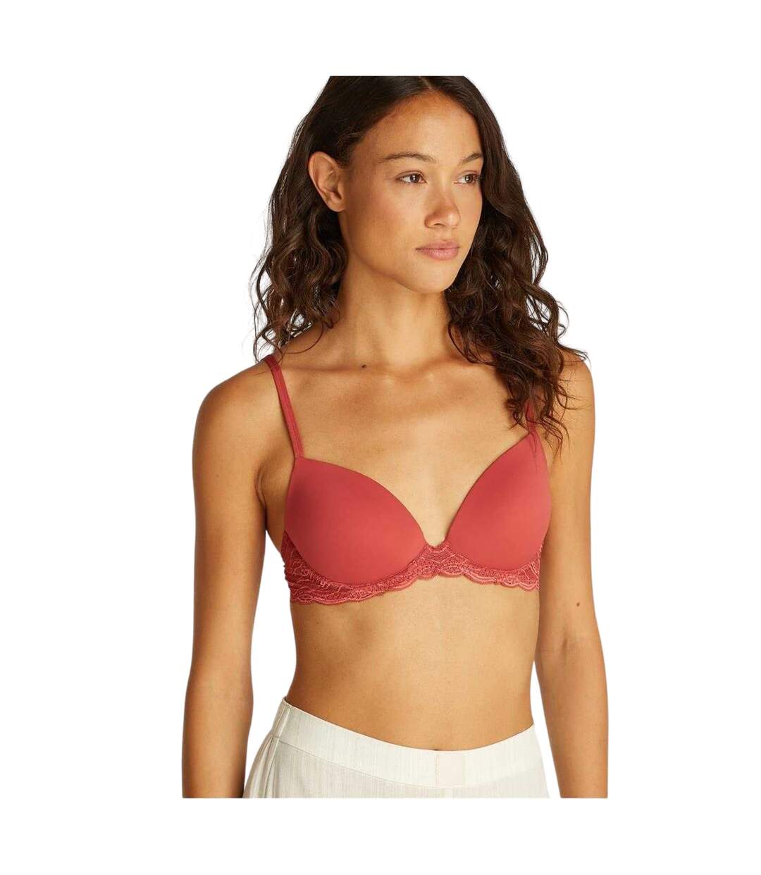 Soutien-gorge Push-up Motif/style Bord À Dentelle Demi Femme Terre Cuite Calvin Klein-3