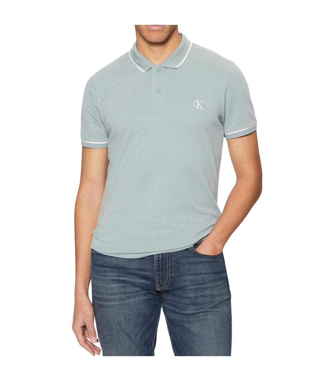 Polo Jeans Homme Gris Vert Calvin Klein-1