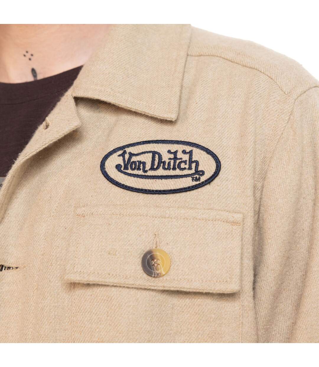Surchemise homme militaire en flanelle avec poches et écusson Finn Vondutch-2