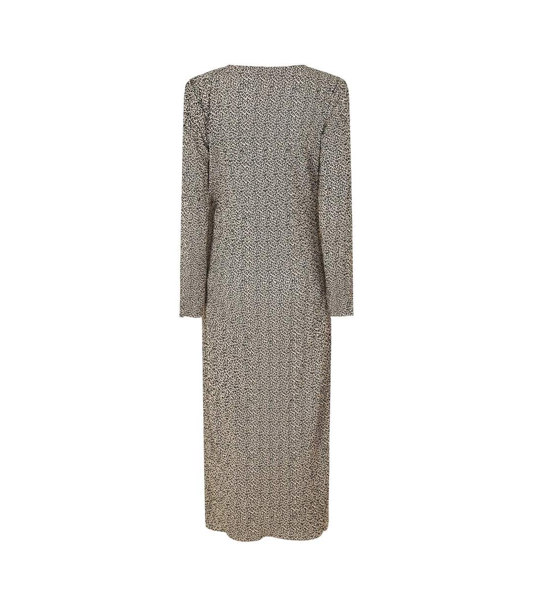 Womens/ladies Animal Print Long-sleeved Midi Dress Natural Pieces-2