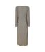Womens/ladies Animal Print Long-sleeved Midi Dress Natural Pieces-2