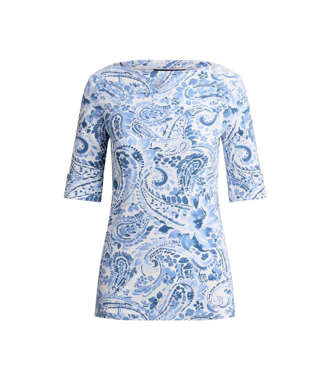 Womens/ladies Floral T-shirt White Blue Ralph Lauren-1