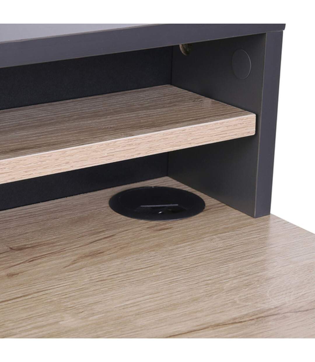 Bureau en Acier et MDF avec Tiroir et Niches de rangement - Noir-4