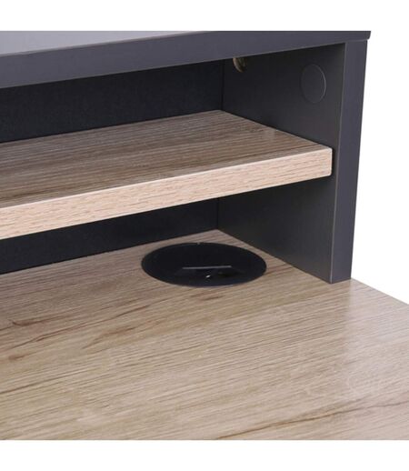 Bureau en Acier et MDF avec Tiroir et Niches de rangement - Noir