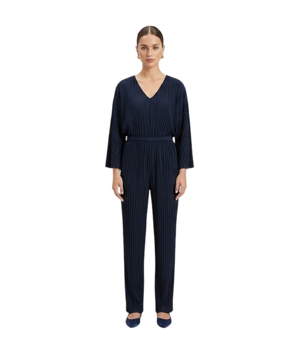 Combinaison Manches Style Blouson Motif/style Plissé Femme Bleu Boss-4
