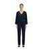 Combinaison Manches Style Blouson Motif/style Plissé Femme Bleu Boss-4