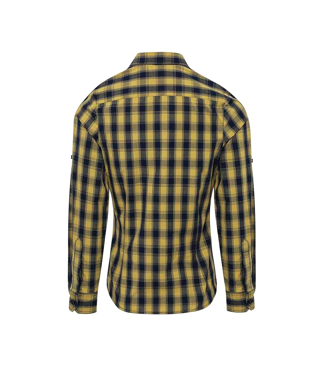 Womens/ladies Mulligan Check Long Sleeve Shirt Camel Navy Premier-2