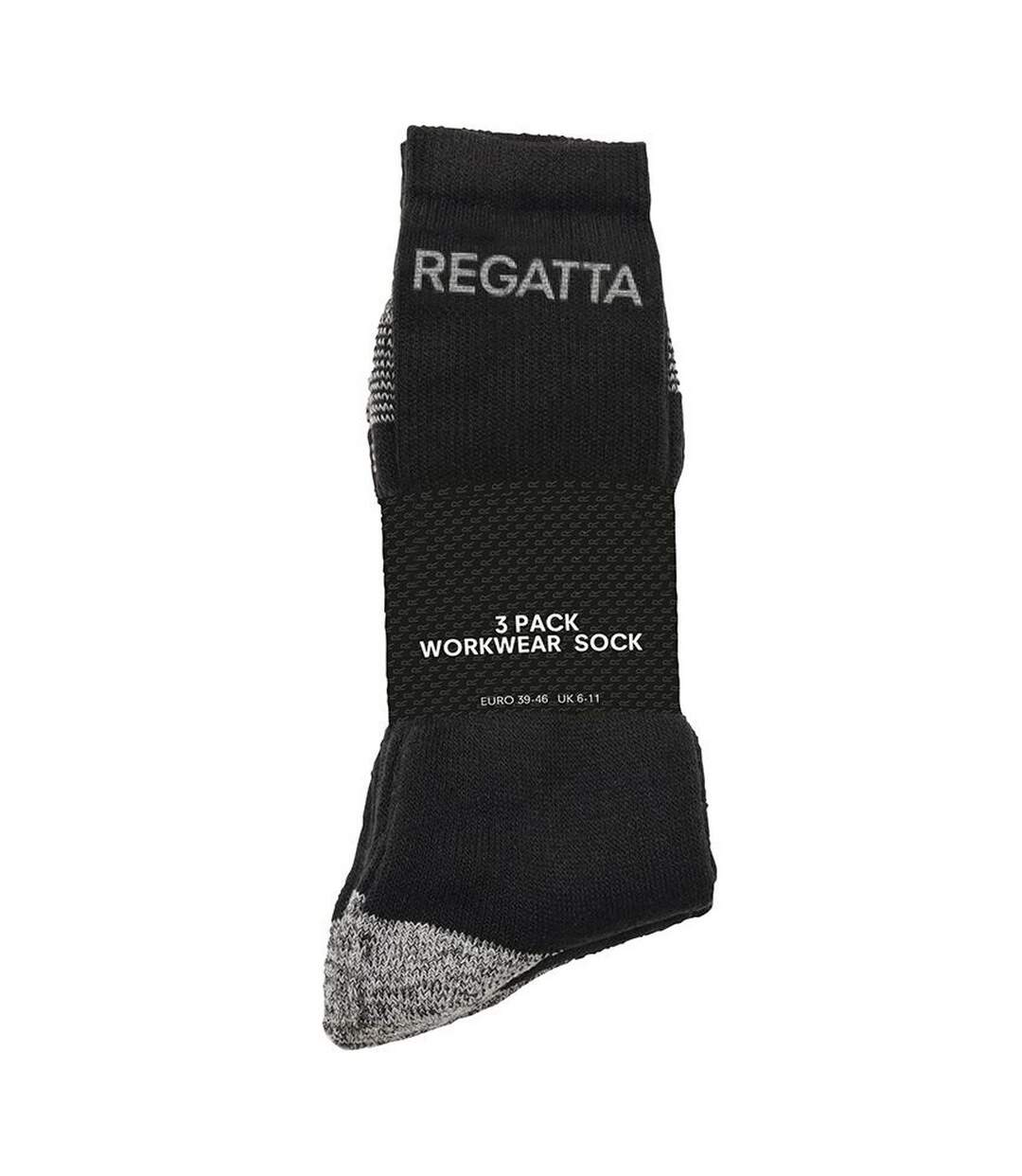 Chaussettes de travail renforcées 3 paires homme noir Regatta