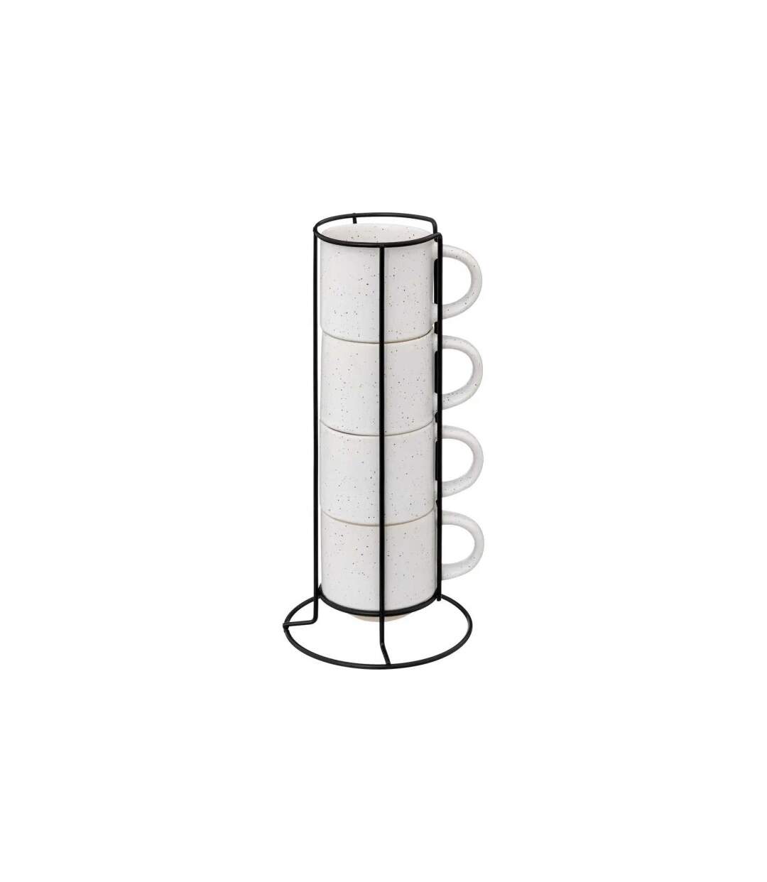 Lot de 4 Mugs sur Rack Lana 20cl Blanc-1