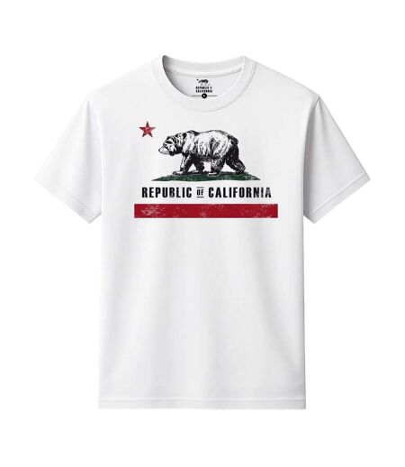 T-shirt Motif/style Imprimé Graphique Old Flag Homme Blanc Republic Of California