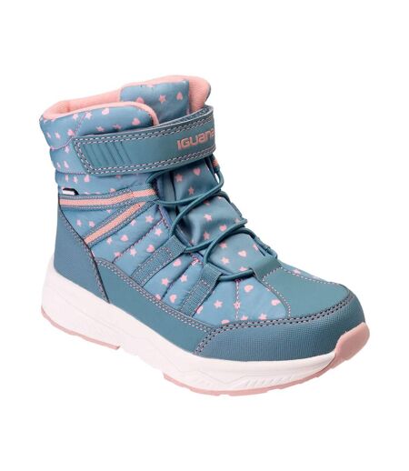 Bottines Lomer Enfant Turquoise Vif Rose Clair Iguana