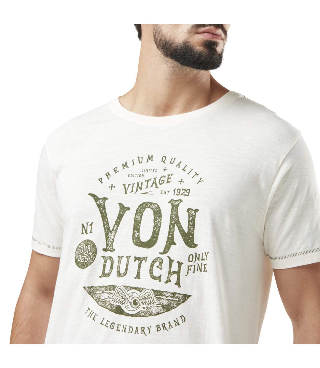 T-shirt homme slub col rond avec print en coton Prest Vondutch-2