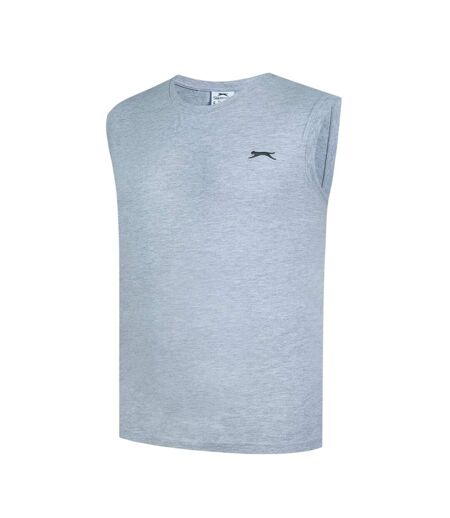 Mens Cotton Sleeveless Vest Top Grey Marl Slazenger