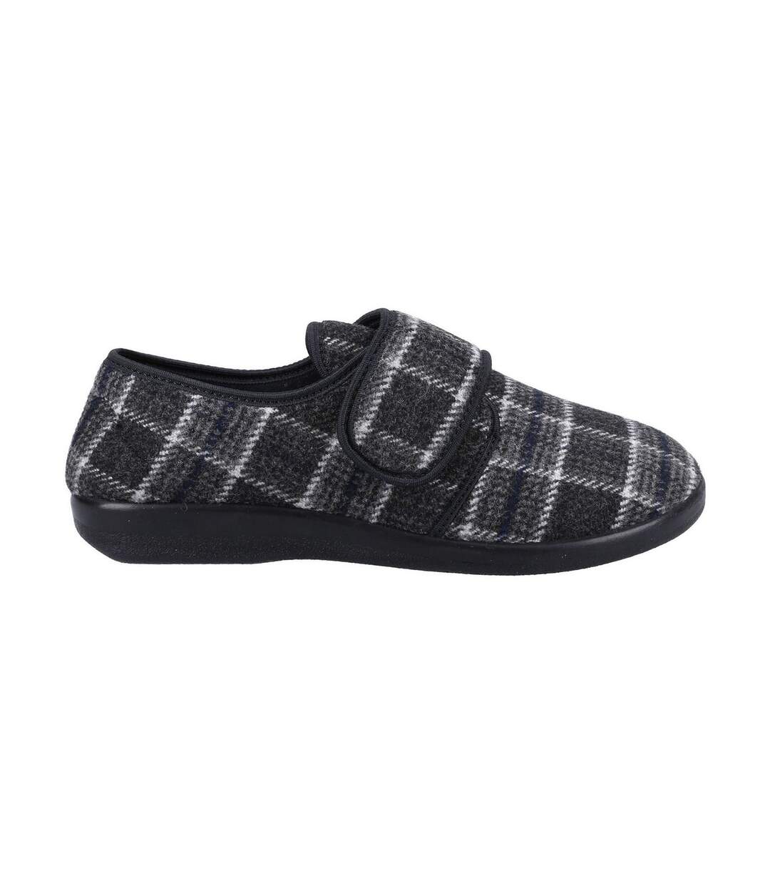 Mens Gerald Classic Checked Slippers Black GBS Med-3