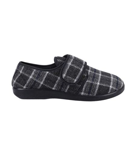 Mens Gerald Classic Checked Slippers Black GBS Med