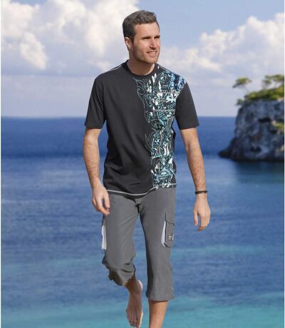 Men's Gray Cropped Pants - Microfiber