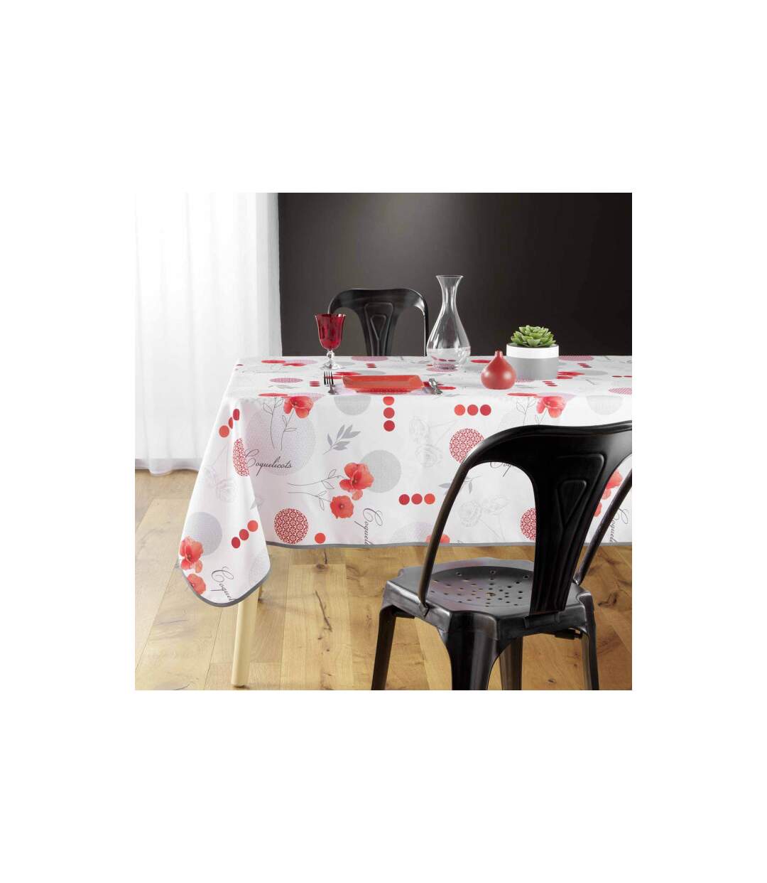 Nappe Imprimé Pavotine 150x240cm Blanc