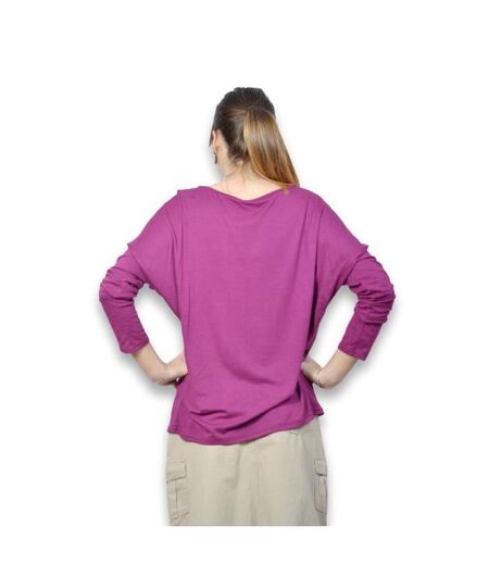 Tee shirt  femme manches longues de couleur prune