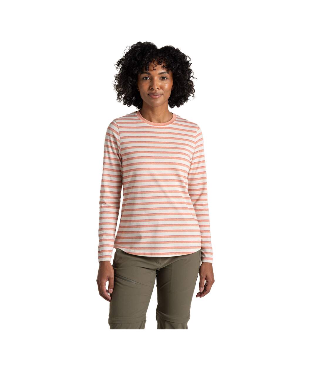 Womens/ladies Akona Striped Nosilife Long-sleeved T-shirt Clay Craghoppers-4