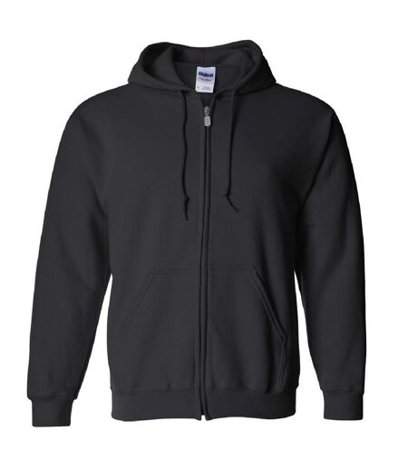 Gildan Heavy Blend Unisex Adult Full Zip Hooded Sweatshirt Top (Black)