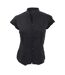 Chemisier À Mancherons Et Col Mandarin Femme Noir Kustom Kit-2