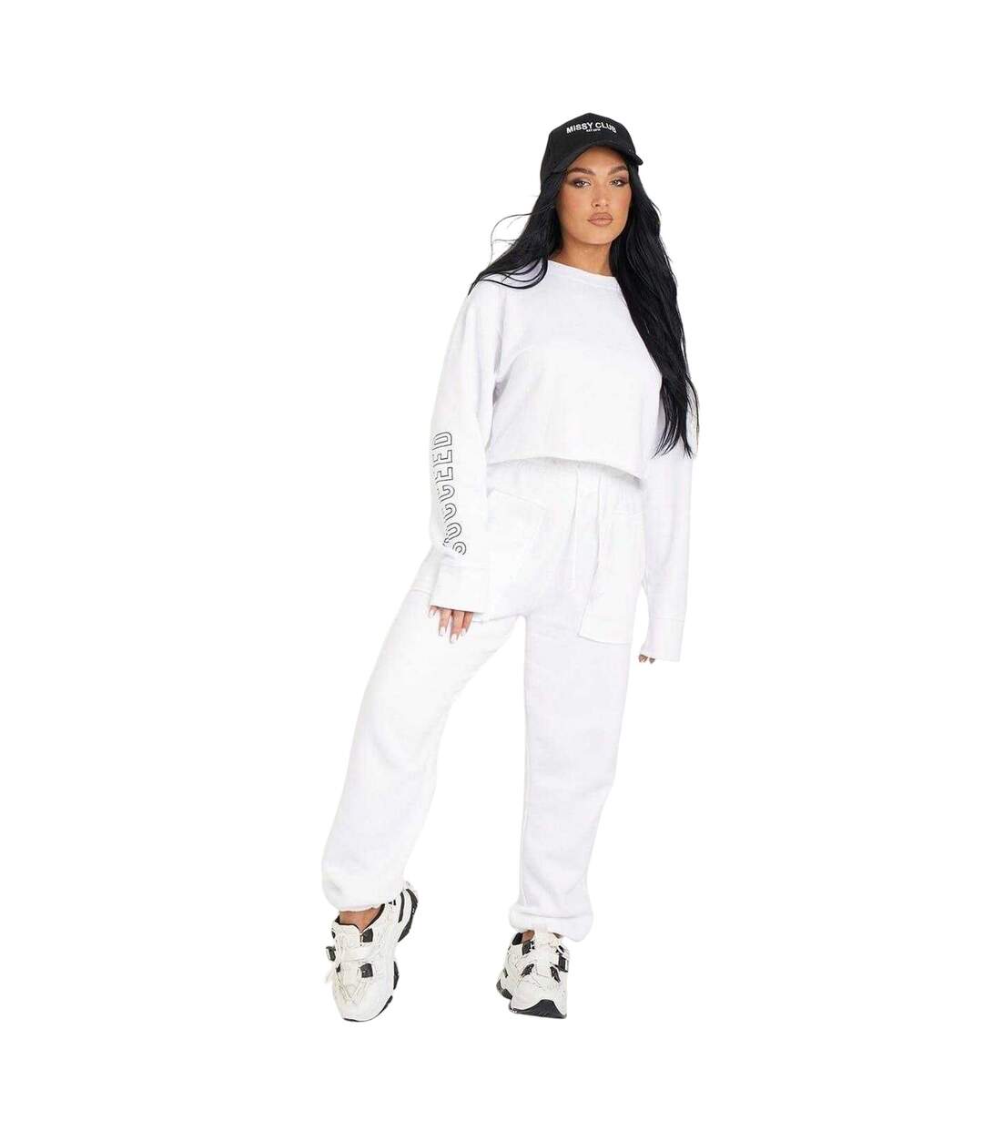 Womens/ladies Oversized Joggers White Missy Empire-1