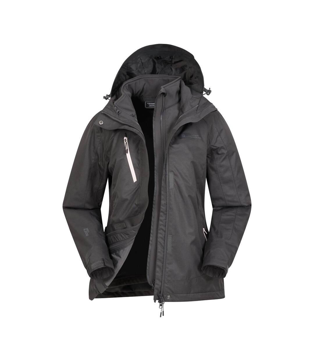 Womens/ladies Bracken Melange 3 In 1 Jacket Black Mountain Warehouse-3