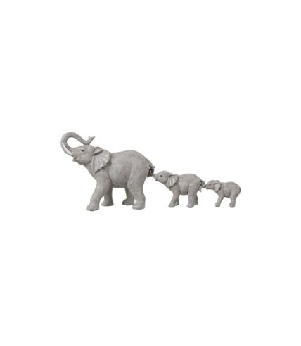 Statuette Déco en Résine 3 Eléphants 57cm Gris