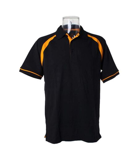 Kustom Kit Oak Hill Mens Short Sleeve Polo Shirt (Black/Orange)