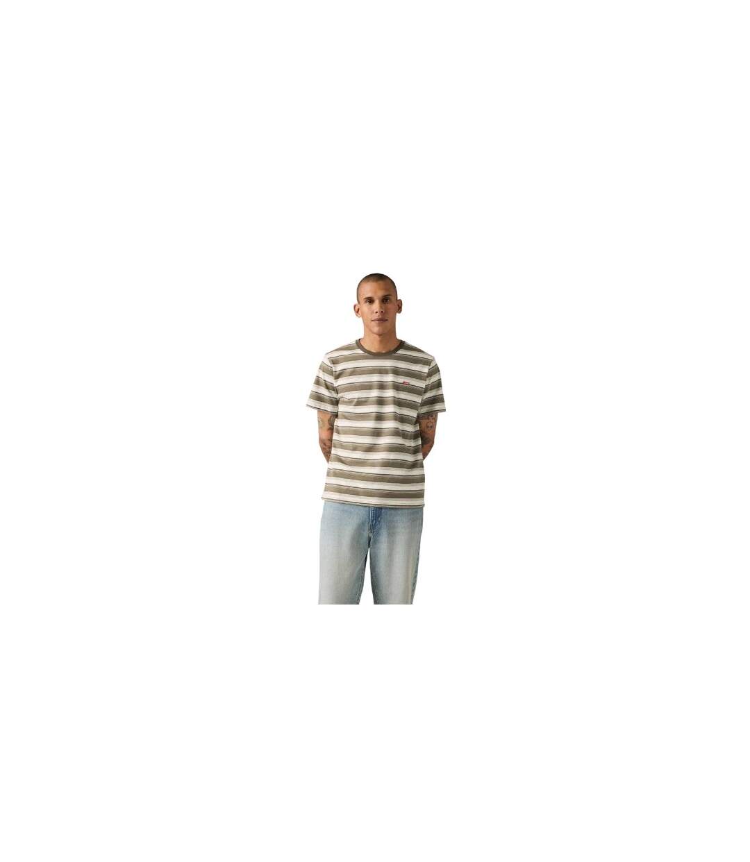Mens Original Contrast Striped T-shirt Green Levis-1
