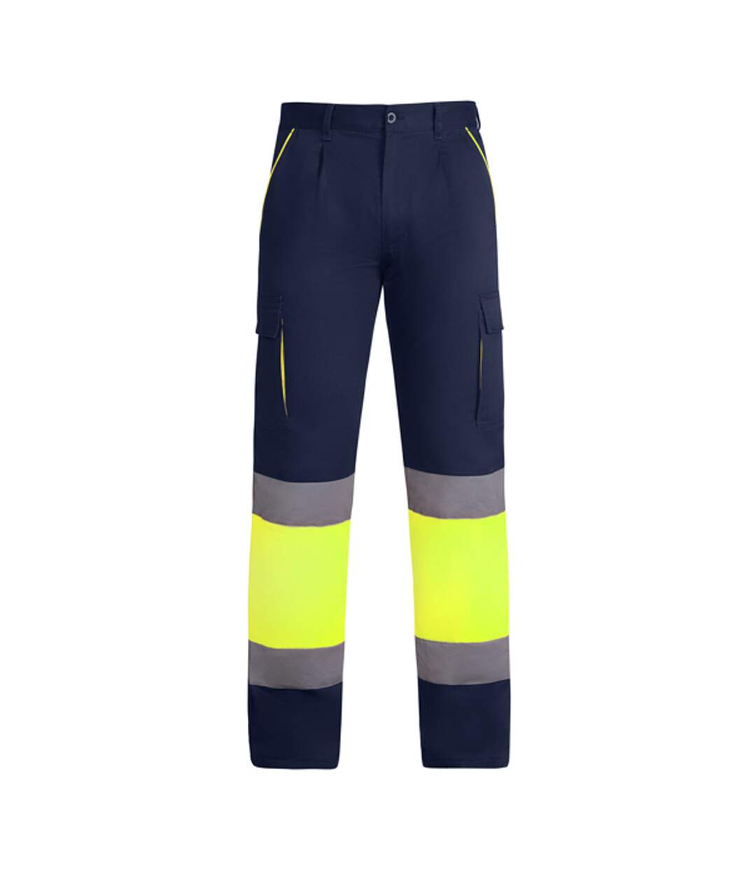 Pantalon Homme Bleu Marine Jaune Fluo Roly Workwear-1