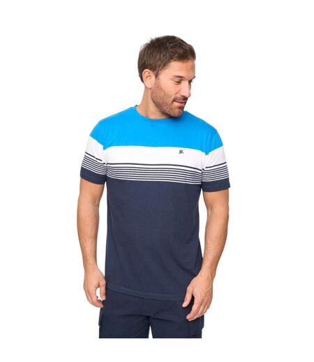 Mens Portmen Yarn Dyed Stripe Cotton T-shirt Blue Stripe Bewley & Ritch