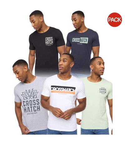 Pack of 5  Mens logotime t-shirt  black/mint/navy/white/grey marl Crosshatch