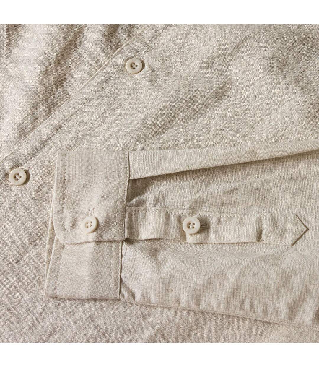 Mens Linen Long-sleeved Shirt Oatmeal Belier-3