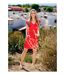 Robe femme casual chic Vera imprimé floral rouge Coton Du Monde